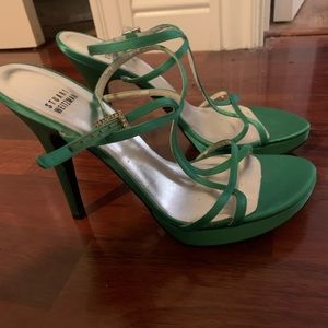 Stuart Weitzman green strappy heels size 7.5 or 8. Good used condition